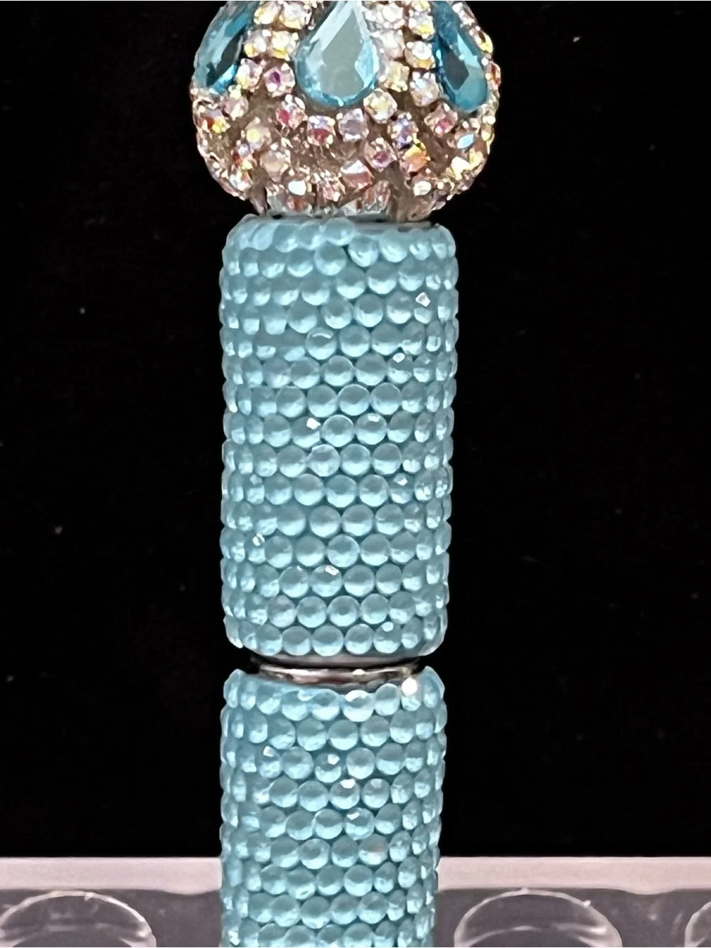 Very rare designer inspired Tiffany blue focal fancy beaded pen